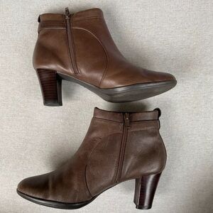 Marks & Spencer Brown Leather Ankle Boots with Side Zips